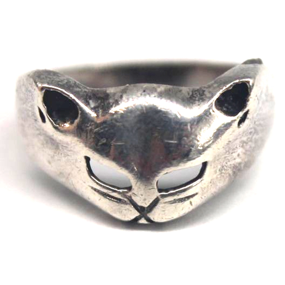 Vintage Roma Little Kitty Cat 925 Silver Ring • Size 7